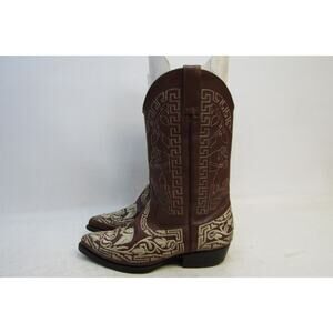 Denver Womens Size 9.5 M Brown Leather Embroidered Horse Heart Cowboy Boots